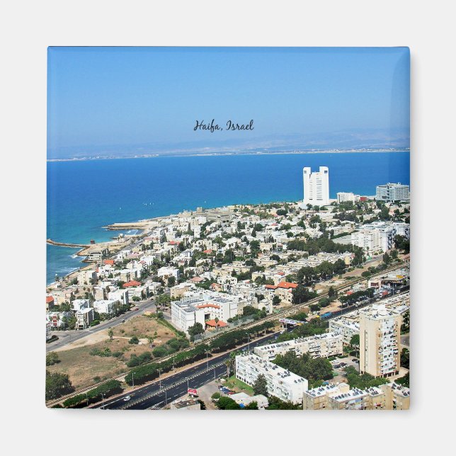 Haifa, Israel cityscape-foto Magnet (Framsidan)