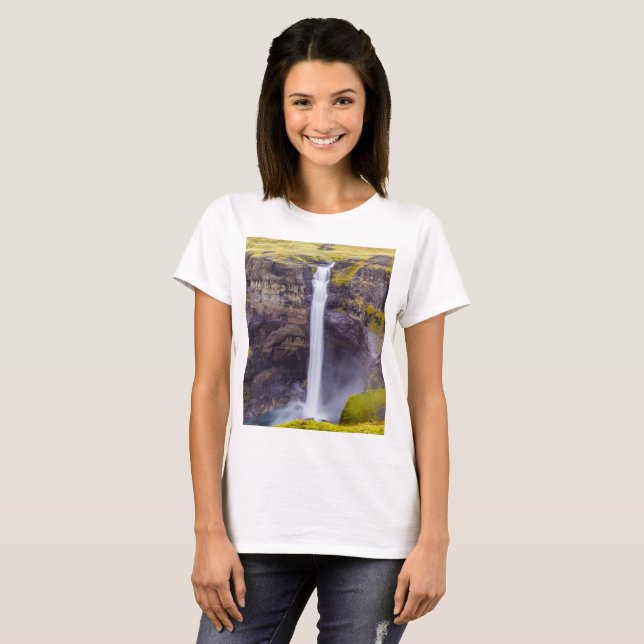 Haifoss vattenfall, Island T Shirt (Hel framsida)