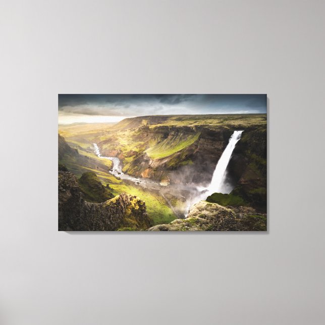 Haifoss Waterfall | Sommar i Island Canvastryck (Framsida)