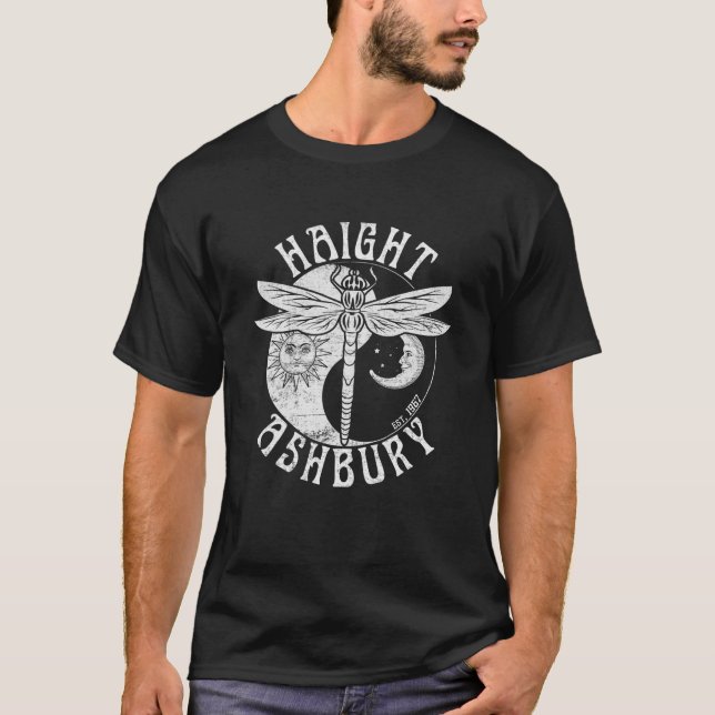Haight Ashbury 1967 Retro San Francisco Dragon Fly T Shirt (Framsida)