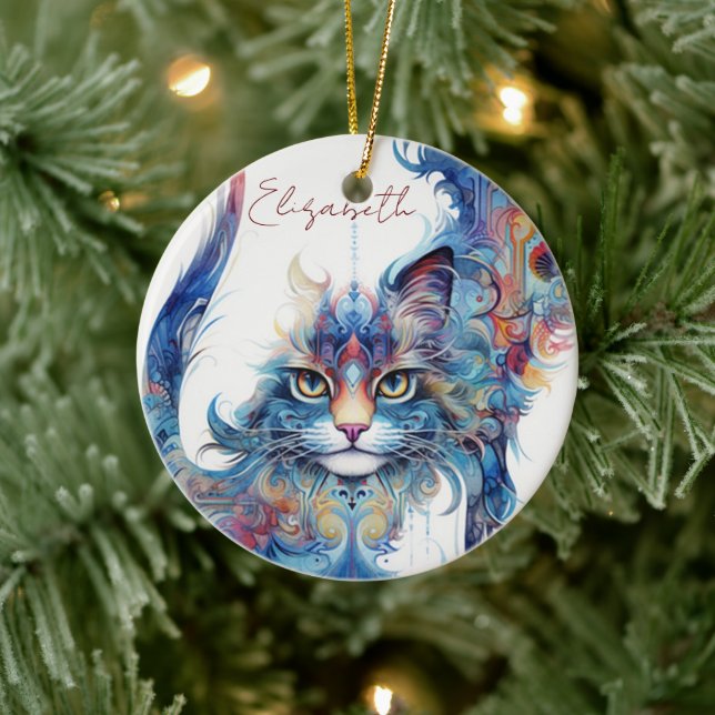 Haight-Ashbury Stil Psychedelic Cat Ornament (Träd)
