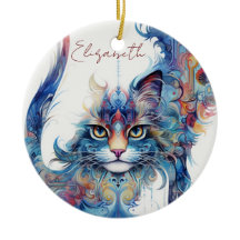 Haight-Ashbury Stil Psychedelic Cat Ornament