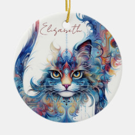 Haight-Ashbury Stil Psychedelic Cat Ornament