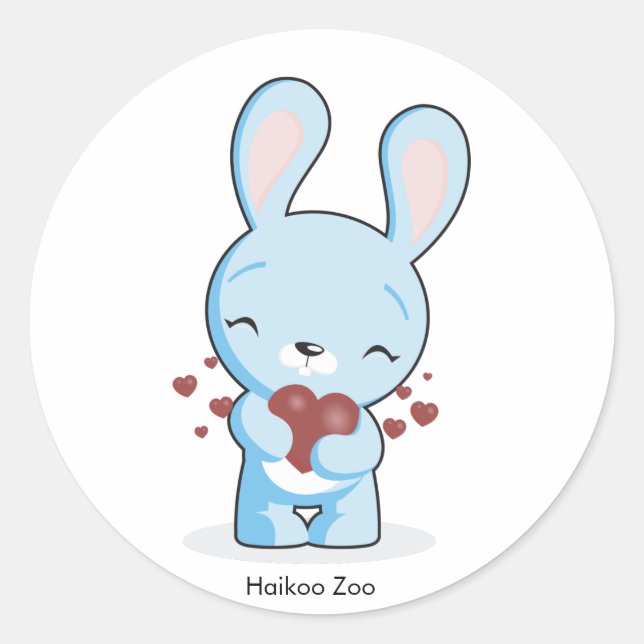 Haikoo Zoo Bunny Stickers Runt Klistermärke (Framsida)