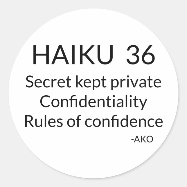 HAIKU 36 RUNT KLISTERMÄRKE (Framsida)