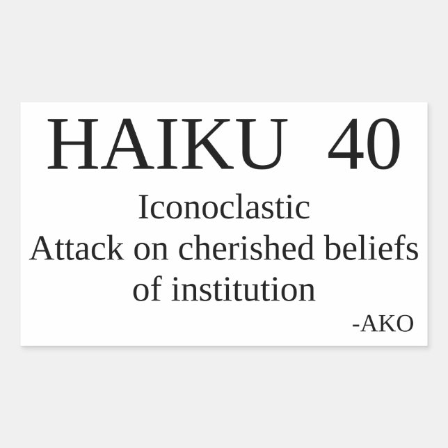 HAIKU 40 REKTANGULÄRT KLISTERMÄRKE (Framsida)