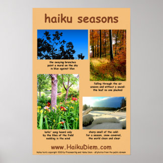 Haiku Seasons poster (persikobakgrund)