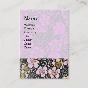 HAIKU / SVART VIT GRÅ ROSA LILAK VÅR BLOMOR VISITKORT