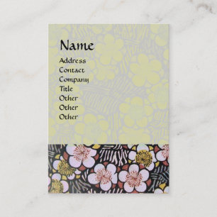 HAIKU / SVART VIT GRÅ ROSA VÅR BLOMMOR VISITKORT