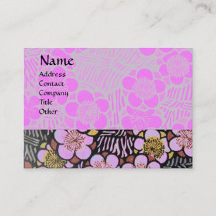 HAIKU / SVART VIT GRÅ ROSA VÅR BLOMMOR VISITKORT