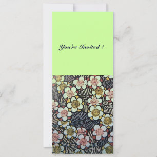 HAIKU/ SVART VIT GUL GRÖN VÅR BLOMMOR INBJUDNINGAR