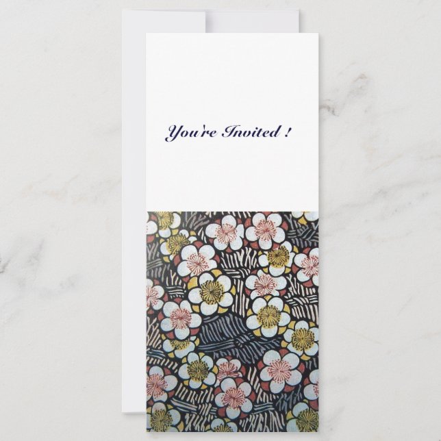 HAIKU/ SVART VIT GUL ROSA VÅR BLOMMOR INBJUDNINGAR (Framsida)