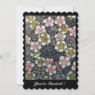 HAIKU/ SVART VIT GUL ROSA VÅR BLOMMOR INBJUDNINGAR