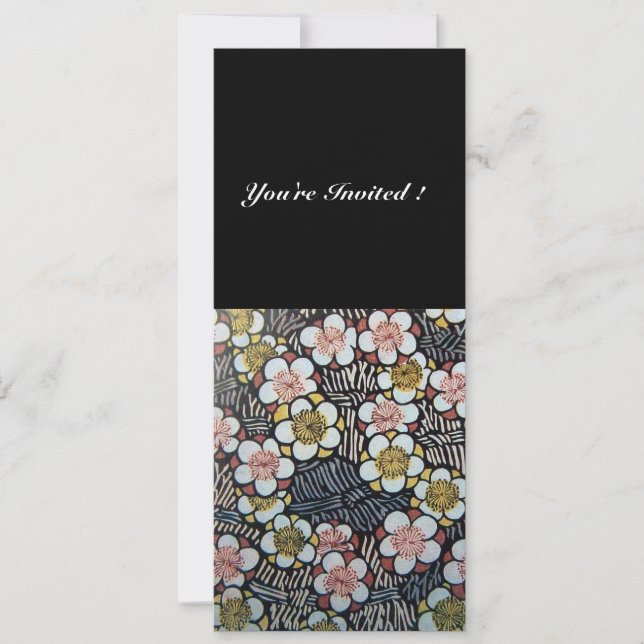 HAIKU/ SVART VIT GUL ROSA VÅR BLOMMOR INBJUDNINGAR (Framsida)