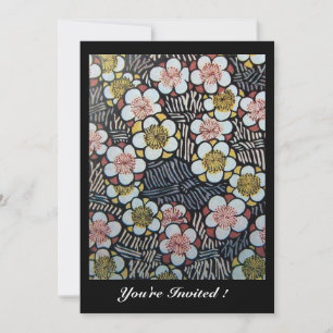 HAIKU/ SVART VIT GUL ROSA VÅR BLOMMOR INBJUDNINGAR