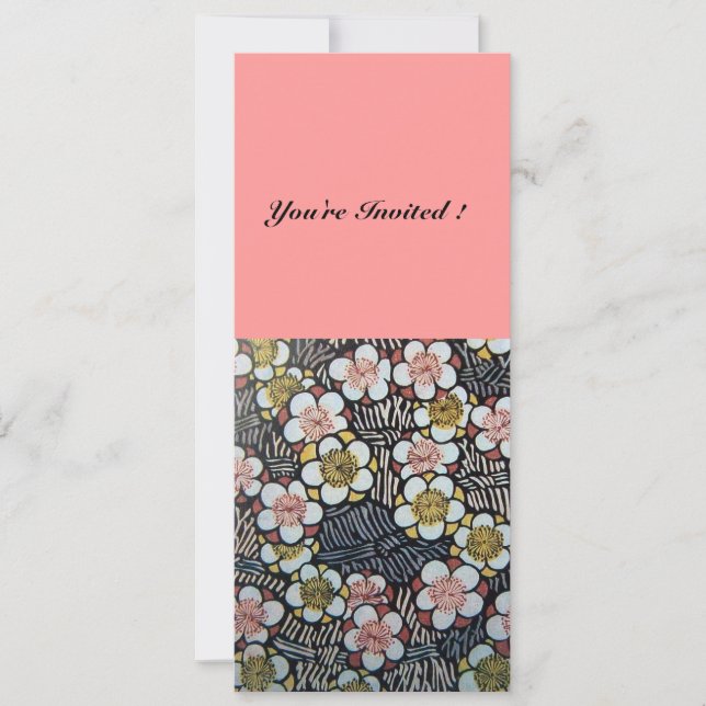 HAIKU/ SVART VIT GUL ROSA VÅR BLOMMOR INBJUDNINGAR (Framsida)
