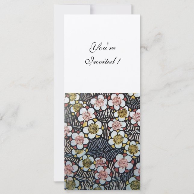 HAIKU/ SVART VIT GUL ROSA VÅR BLOMSTER INBJUDNINGAR (Framsida)
