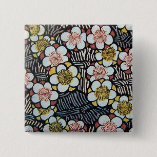HAIKU/ SVART VIT ROSA GUL VÅR BLOMMOR KNAPP