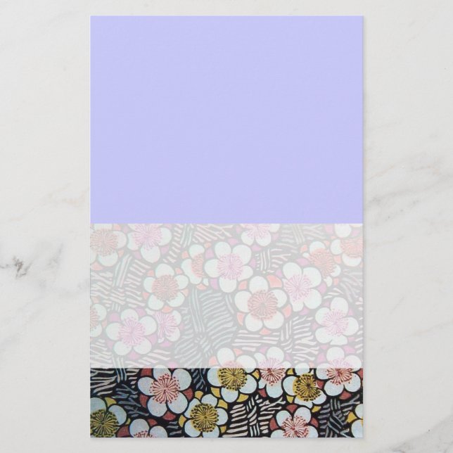 HAIKU/ SVART VIT TURKOS BLÅ VÅR BLOMOR BREVPAPPER (Framsida)