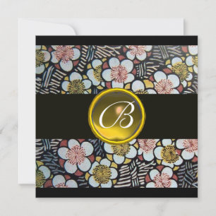 HAIKU/VÅR BLOMMOR GULT TOPAZ MONOGRAM INBJUDNINGAR