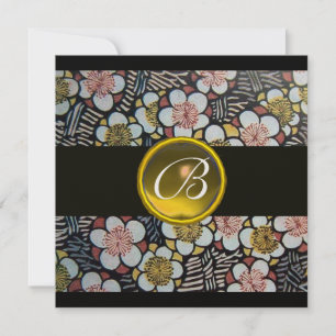 HAIKU/VÅR BLOMOR GUL TOPAS MONOGRAM INBJUDNINGAR