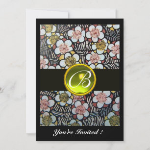 HAIKU/VÅRBLOMMOR GUL TOPAS MONOGRAM INBJUDNINGAR