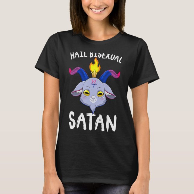Hail Bisexual Satan Baphomet Goat Head Lgbt Bi Pri T Shirt (Framsida)
