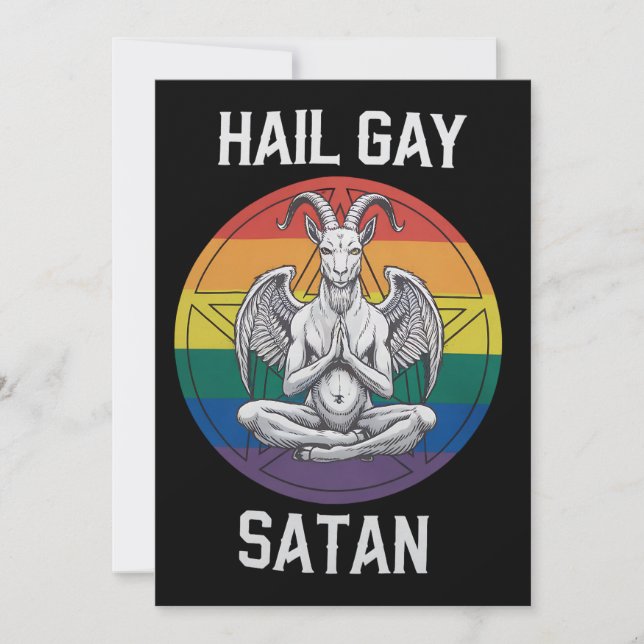 Hail Gay Satan Funny Goth Gothic Goat HGBTQ Inbjudningar (Framsida)