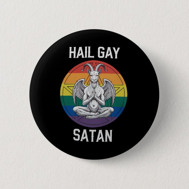 Hail Gay Satan Funny Goth Gothic Goat HGBTQ Knapp (Framsida)