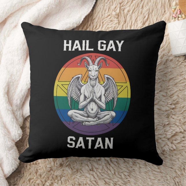 Hail Gay Satan Funny Goth Gothic Goat HGBTQ Kudde (Filt)