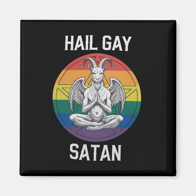 Hail Gay Satan Funny Goth Gothic Goat HGBTQ Magnet (Framsidan)