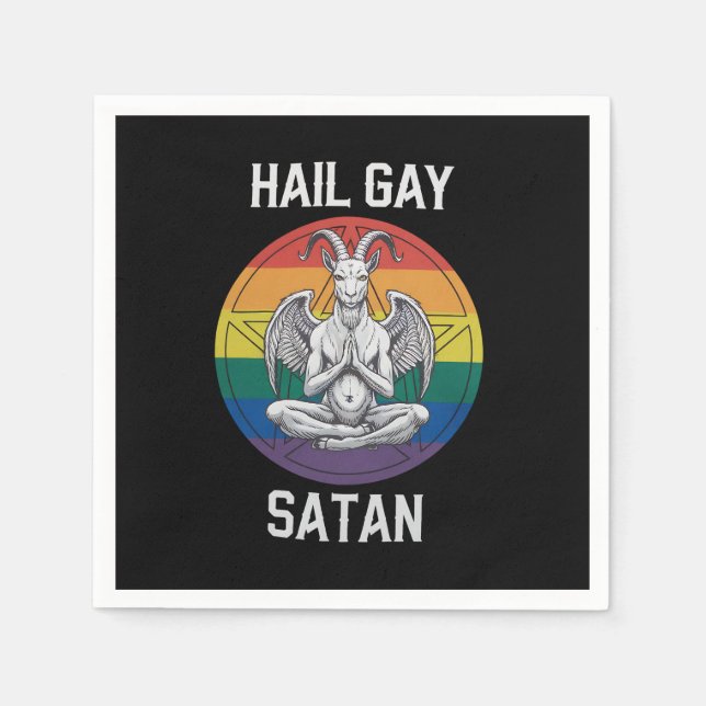 Hail Gay Satan Funny Goth Gothic Goat HGBTQ Pappersservett (Framsidan)