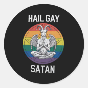 Hail Gay Satan Funny Goth Gothic Goat HGBTQ Runt Klistermärke