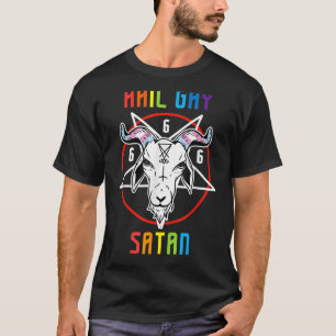Hail Gay Satan LGBT Goth Gay pride Baphomet 3 T Shirt