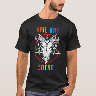 Hail Gay Satan LGBT Goth Gay pride Baphomet 3 T Shirt