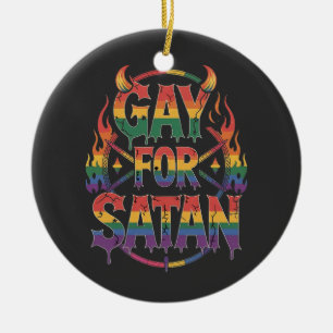 Hail Gay Satan Rainbow Baphomet Djävulen Goat LGBT Julgransprydnad Keramik