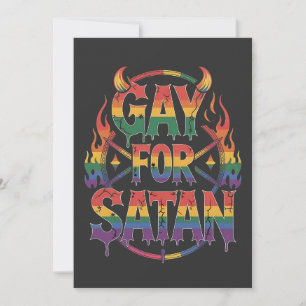 Hail Gay Satan Rainbow Baphomet Djävulen Goat LGBT Julkort