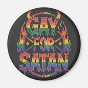 Hail Gay Satan Rainbow Baphomet Djävulen Goat LGBT Magnet