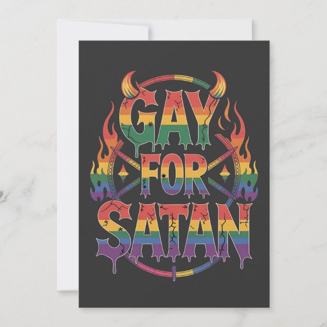 Hail Gay Satan Rainbow Baphomet Djävulen Goat LGBT Meddelande (Framsida)