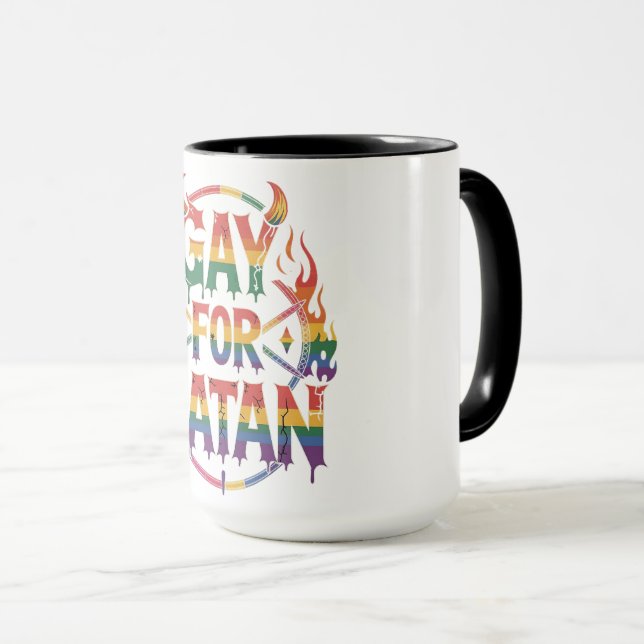 Hail Gay Satan Rainbow Baphomet Djävulen Goat LGBT Mugg (Framsida höger)