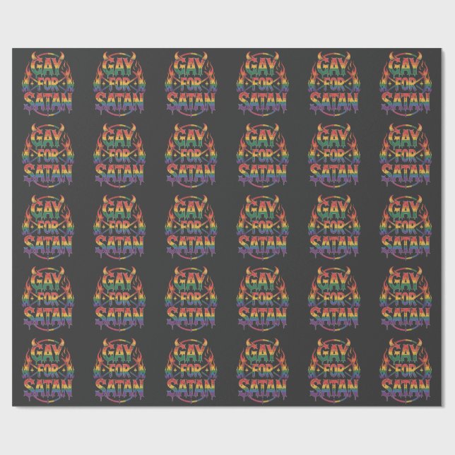 Hail Gay Satan Rainbow Baphomet Djävulen Goat LGBT Presentpapper (Platt)