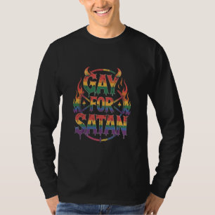 Hail Gay Satan Rainbow Baphomet Djävulen Goat LGBT T Shirt