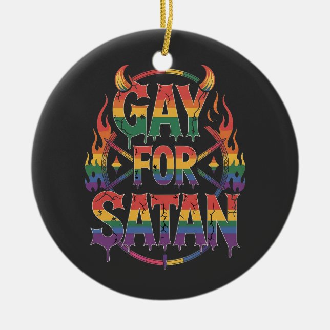 Hail Gay Satan Regnbåge Baphomet Djävul Get LGBTQ  Julgransprydnad Keramik (Framsidan)