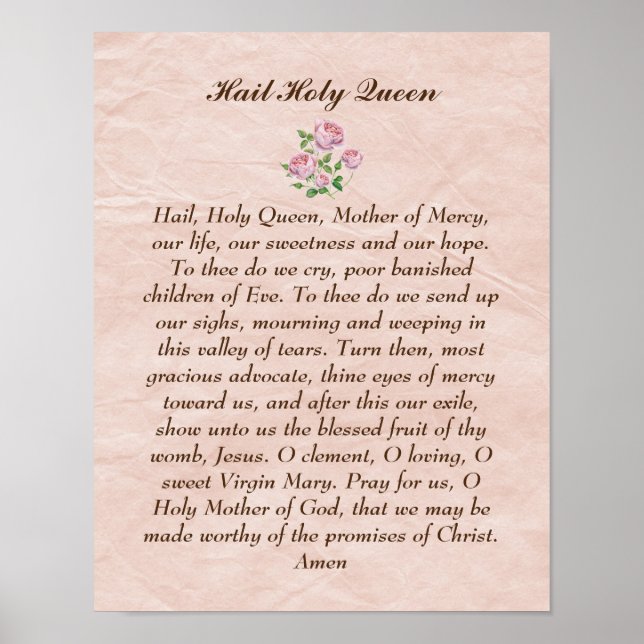 Hail Heliga Drottkatolska Prayer Christian Poster (Framsidan)