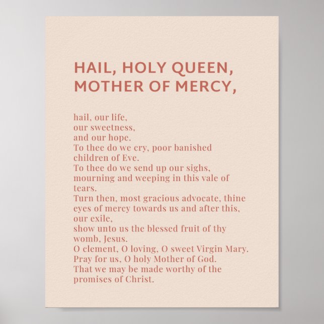Hail, heliga drottning Prayer Poster (Framsidan)