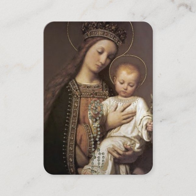 Hail Heliga Queen Rosary Prayer Card Visitkort (Framsida)
