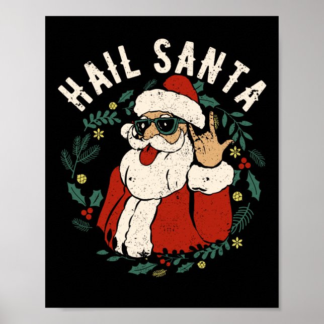 Hail Jultomten Sleigher jul Sten Metall Poster (Framsidan)
