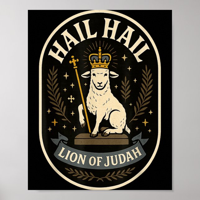 Hail Lejonet av Juda - Modig Emblem Jesus Kristna  Poster (Framsidan)
