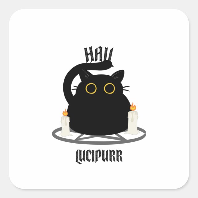 Hail Lucipurr Fyrkantigt Klistermärke (Framsida)