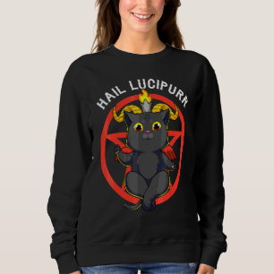 Hail Lucipurr Katt Djävul Satan Pentagram Baphomet T Shirt